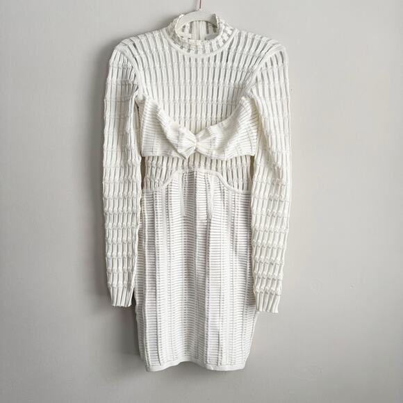 Herve Leger Bandage Burnout Bandage Mini Dress White - Cream Size Small - Picture 4 of 10